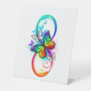 Signe De Table Bright infinity with rainbow butterfly