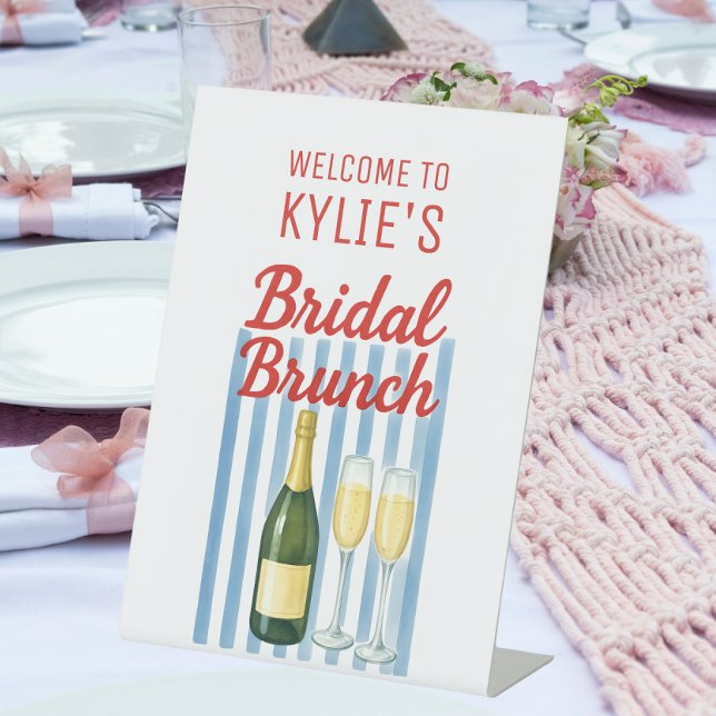 Signe De Table Brunch nuptial tendance bleu et rouge (Bridal Brunch sign)