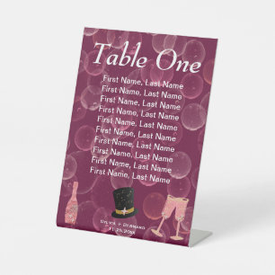 Signe De Table Bubbly Champagne & Elegant Top Hat Numéro de table