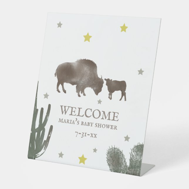 Signe De Table Buffalo Baby shower Cactus Bienvenue (Recto)