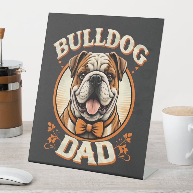 Signe De Table bulldog dad – cute vintage bulldog father’s day (In SItu)