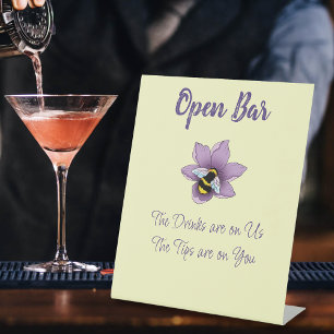 Signe De Table Bumblebee Lavender Fleurs Jaune Open Bar