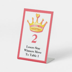 Signe De Table Bunco Player Gold Aquarelle Couronne #2 Carte Tabl