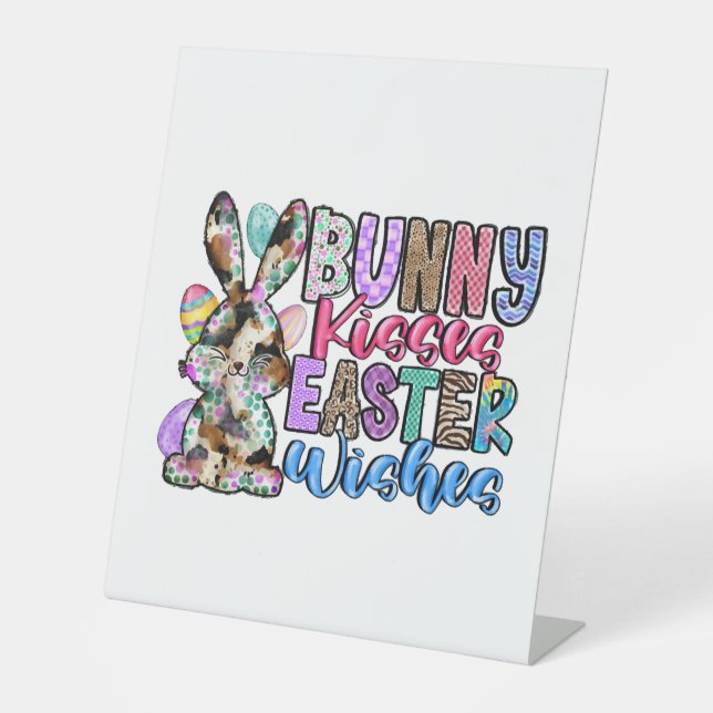 Signe De Table Bunny Baisers souhaits de Pâques (Recto)