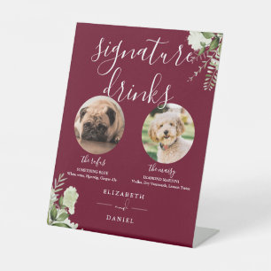 Signe De Table Burgundy Mariage Animaux de compagnie Signature Bo