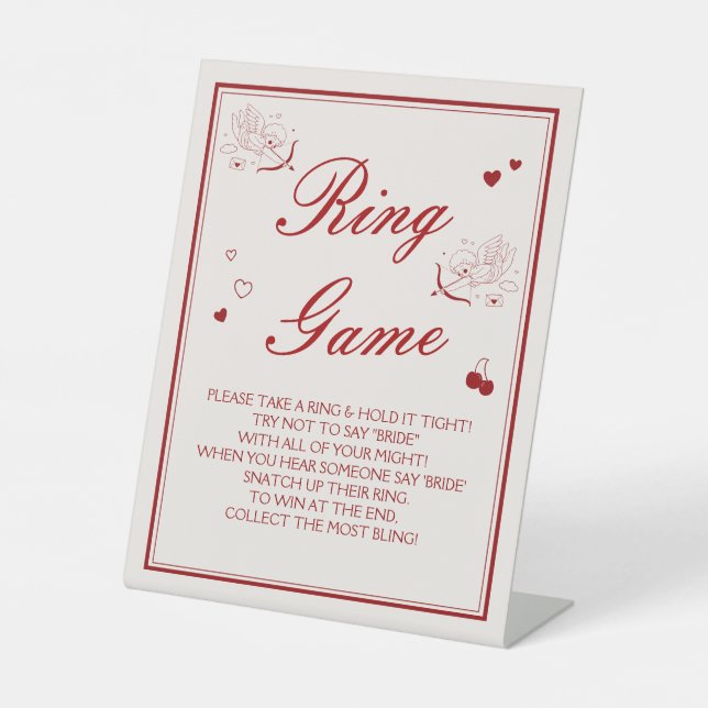 Signe De Table  Burgundy Valentine Bridal Shower Ring Game (Recto)