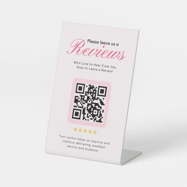 Signe De Table Business 5 Star Review QR Code Business Tabletop  (Recto)