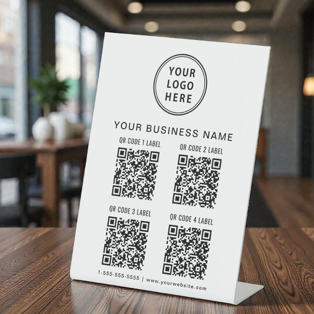 Signe De Table Business Logo 4 QR Codes (Créateur téléchargé)