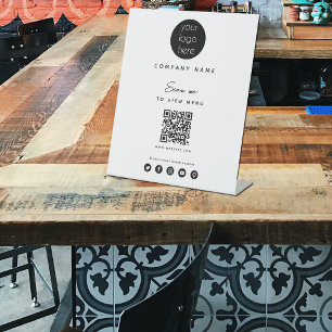 Signe De Table Business Logo View Menu QR Code Social Media