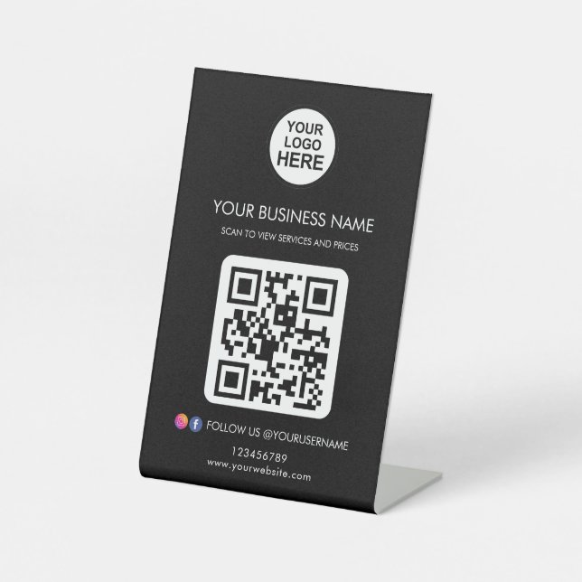 Signe De Table Business QR Code Logo Médias sociaux Signal de pié (Recto)