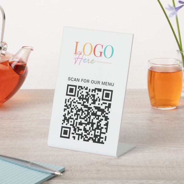 Signe De Table Business QR Code Logo Modern Minimal Simple Menu (In SItu)