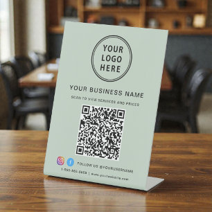 Signe De Table Business QR Code Logo Social Media Sage