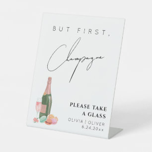 Signe De Table But first champagne wedding sign