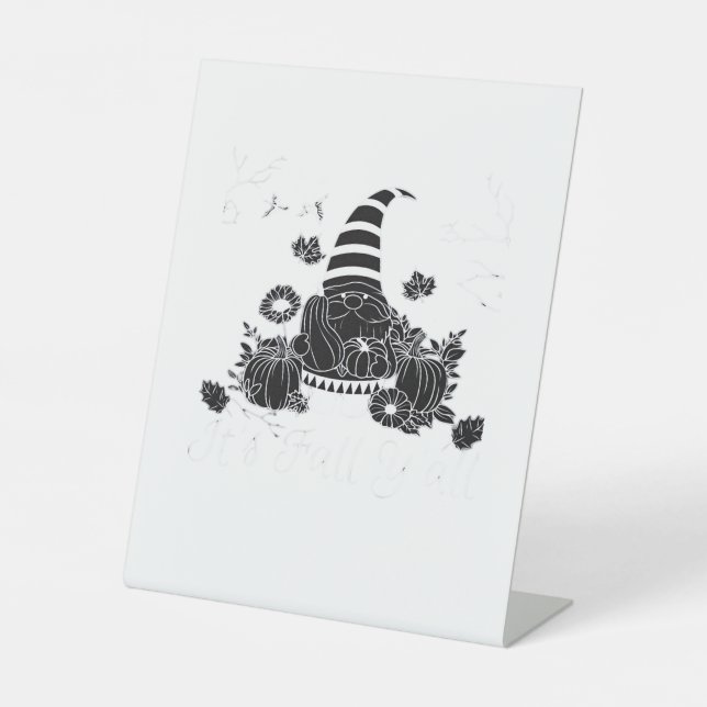 Signe De Table C’est automne Y’all Citrouille Gnome Autumn Tree H (Recto)