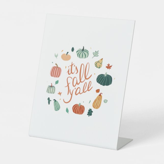 Signe De Table C’est l’automne Y’all. Tomber Avec Citrouilles Et  (Recto)
