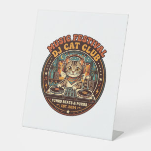 Signe De Table Cadeau de Festival de Musique DJ Chat Amateur de C