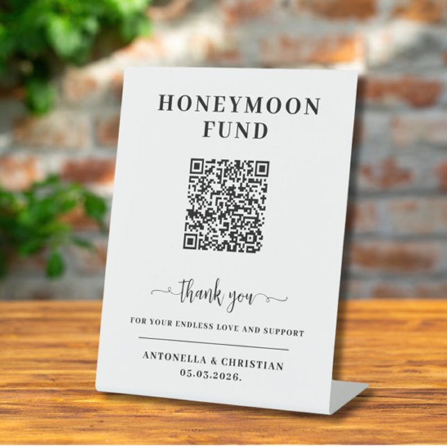 Signe De Table Cadeau de lune de miel en code QR mariage (Créateur téléchargé)