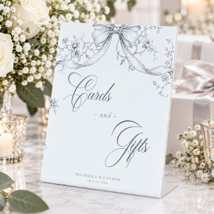 Signe De Table Cadeau de mariage floral noir gris vintage classiq