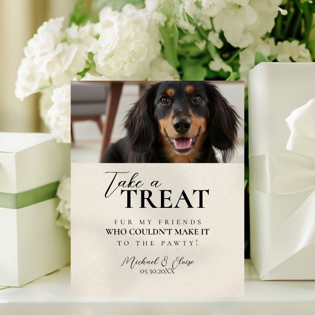 Signe De Table Cadeau de mariage photo de chien (Dog Photo Wedding Treat Favor Pedestal Sign)