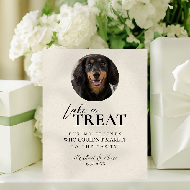 Signe De Table Cadeau de mariage photo de chien (Dog Photo Wedding Treat Favor Pedestal Sign)