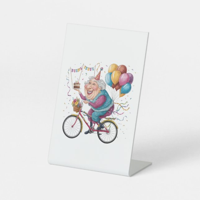 Signe De Table Cadeau drôle de vélo de grand-mère pour anniversai (Recto)