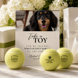 Signe De Table Cadeau Mariage Photo de Chien Balle de Tennis