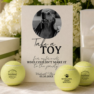 Signe De Table Cadeau Mariage Photo de Chien Balle de Tennis