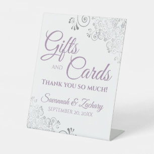 Signe De Table Cadeaux & Cartes de mariage Silver Frills Lavender