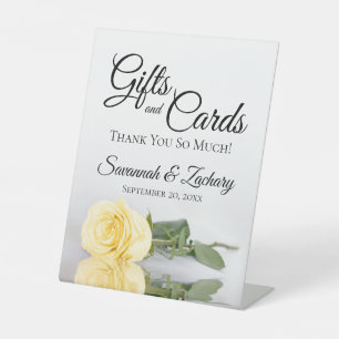 Signe De Table Cadeaux & Cartes Élégante Rose Jaune Beurre Merci