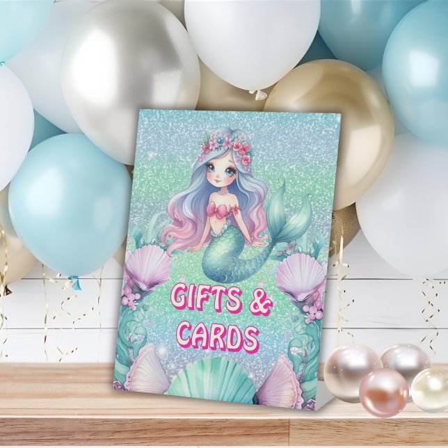 Signe De Table Cadeaux d'anniversaire de sirène violet pailleté (Créateur téléchargé)