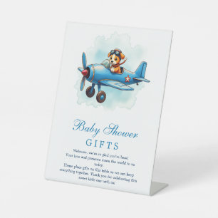 Signe De Table Cadeaux de Baby Shower Pilote Puppy Avion Ancien