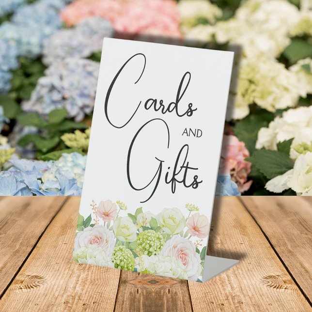 Signe De Table Cadeaux de Fête de Mariage aux Fleurs à l'Aquarell (Cards & Gifts Watercolor Floral Bridal Shower Pedestal Sign)