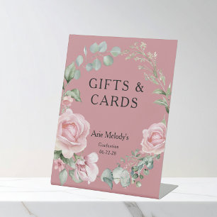 Signe De Table Cadeaux de fin d'études et cartes de roses roses m