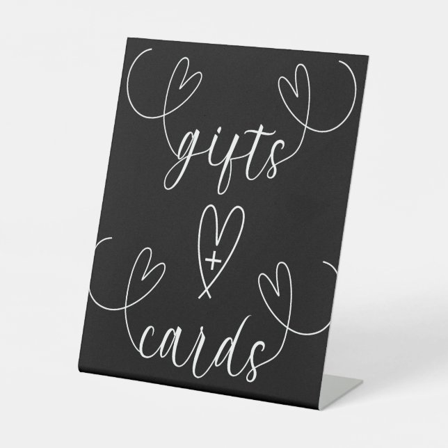 Signe De Table Cadeaux de mariage & Cartes noir & blanc coeurs mo (Recto)