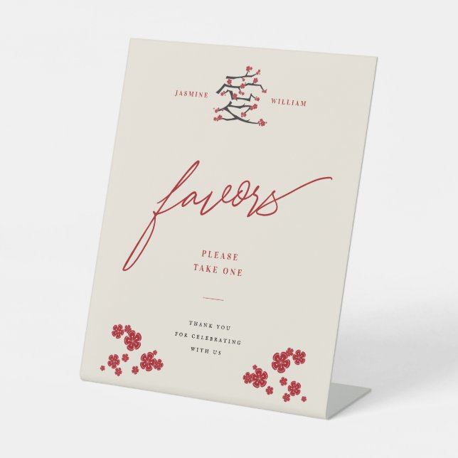Signe De Table Cadeaux de mariage Fleurs de cerisier rouge de l'a (Recto)