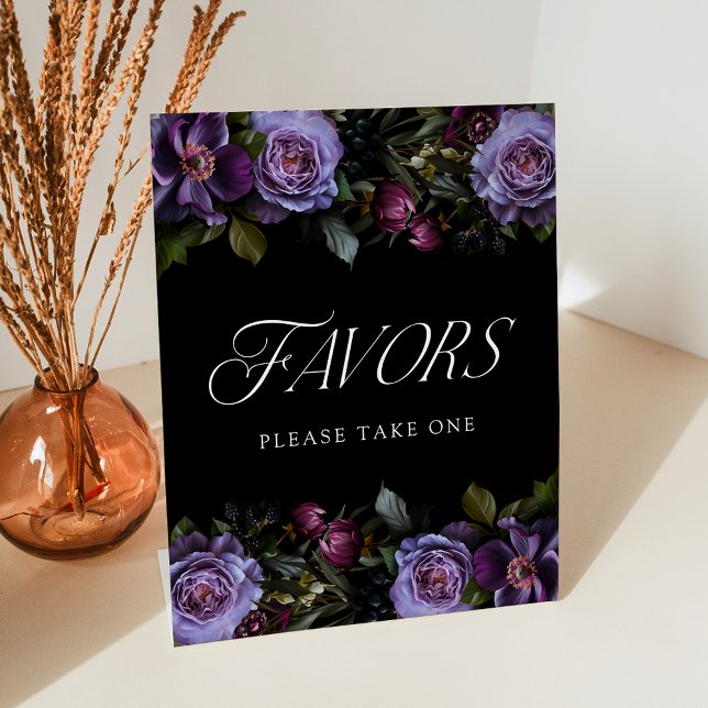 Signe De Table Cadeaux de mariage floraux violets gothiques lunat (Créateur téléchargé)
