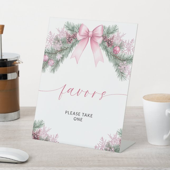 Signe De Table Cadeaux de Noël avec un nœud rose  (In SItu)