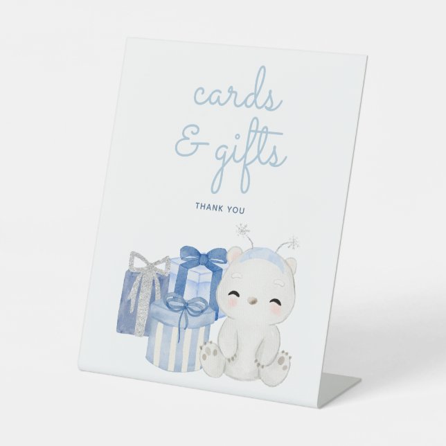 Signe De Table Cadeaux et cartes de Baby shower de l'ours polaire (Recto)