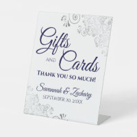 Cadeaux et cartes de mariage Lacy Silver Navy sur 