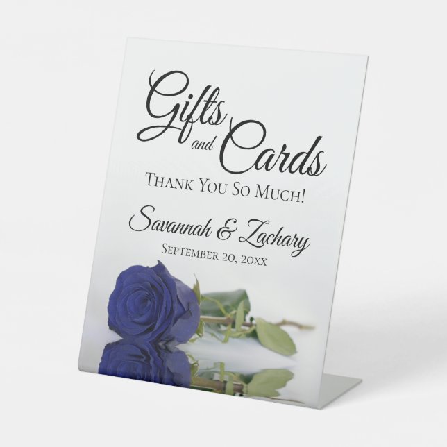 Signe De Table Cadeaux et cartes Deep Navy Rose bleu Merci (Recto)