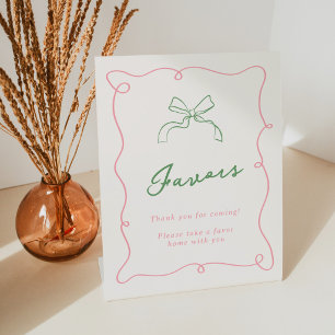 Signe De Table Cadeaux fantaisistes dessinés à la main rose et ve