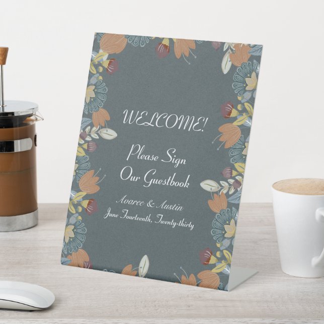 Signe De Table Cadre d'art populaire en bleu Brown (In SItu)