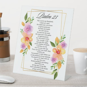Signe De Table Cadre géométrique floral Psalm 23