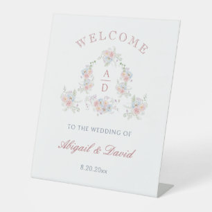 Signe De Table Cadres de pivoines pastel Mariage Monogrammes Bien