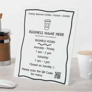 Signe De Table Café Café Heures d'ouverture Code QR
