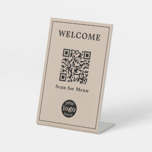 Signe De Table Café Restaurant Café Menu QR Code Business Logo