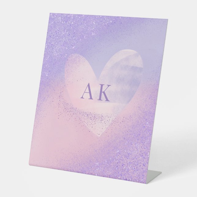 Signe De Table Cahier à cœur dégradé violet rose Monogram (Recto)