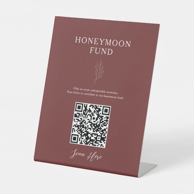 Signe De Table Caisse de Lune de Miel Code QR Minimal Terracotta  (Recto)