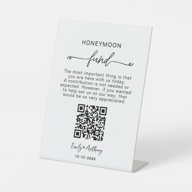 Signe De Table Caisse de Lune de Miel Rustique QR Vœux (Recto)