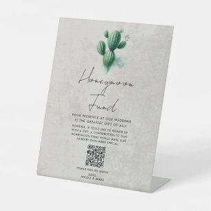Signe De Table Caisse de Noces de Mariage Aquarelle Cactus Vert